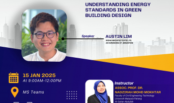 Global Classroom for BTV3463: Energy Management on Understanding Energy Standards in Green Building Design on 15th January 2025 by Mr. Austin Lim, WOHA Architect Pte. Ltd., Singapore and Instructor by Associate Professor Dr. Nadzirah Mohd Mokhtar